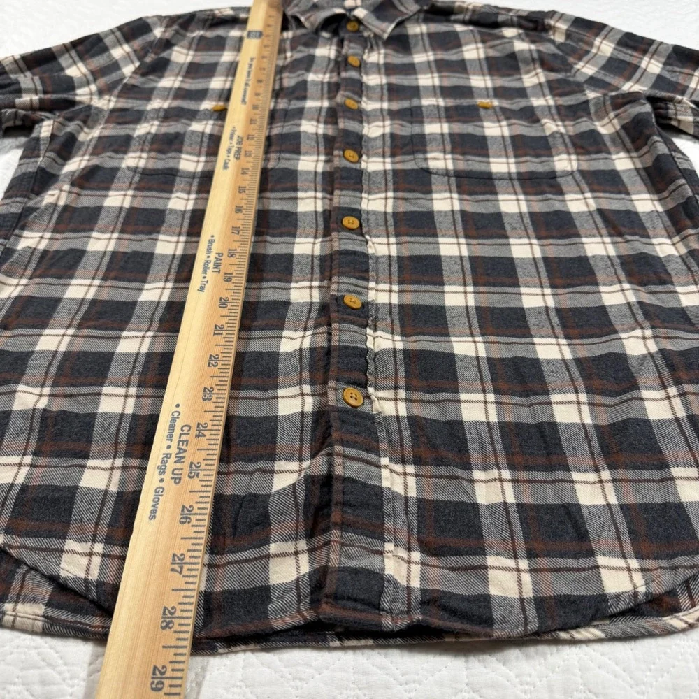 J Crew Flannel Shirt Slim Fit‎ Plaid Button Down Long Sleeve Men's L Yellow Gray